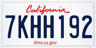 CA license plate 7KHH192