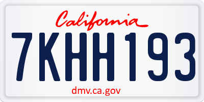 CA license plate 7KHH193