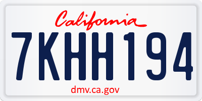 CA license plate 7KHH194
