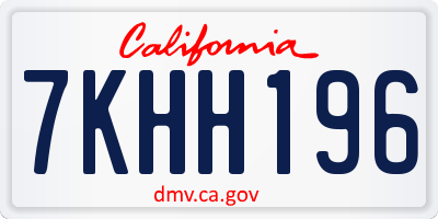 CA license plate 7KHH196