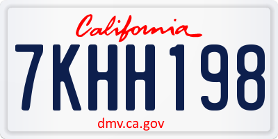 CA license plate 7KHH198