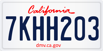 CA license plate 7KHH203