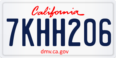 CA license plate 7KHH206