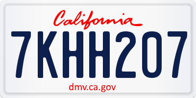 CA license plate 7KHH207
