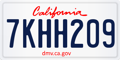 CA license plate 7KHH209