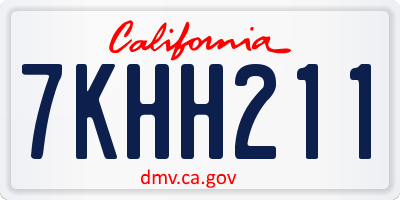 CA license plate 7KHH211