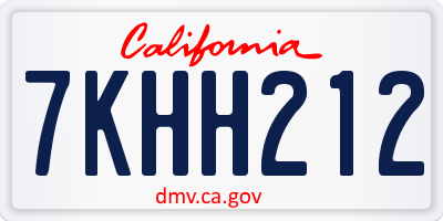 CA license plate 7KHH212