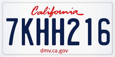 CA license plate 7KHH216
