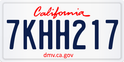 CA license plate 7KHH217