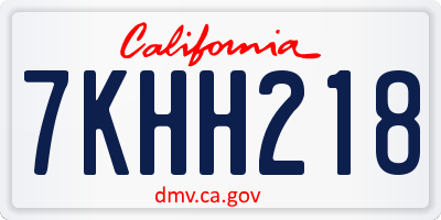 CA license plate 7KHH218