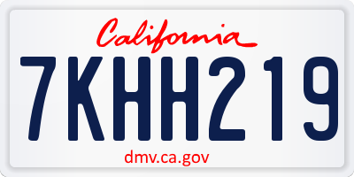 CA license plate 7KHH219