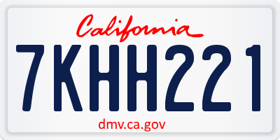 CA license plate 7KHH221
