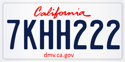 CA license plate 7KHH222