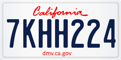 CA license plate 7KHH224