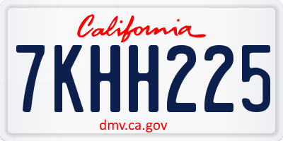 CA license plate 7KHH225