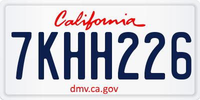 CA license plate 7KHH226