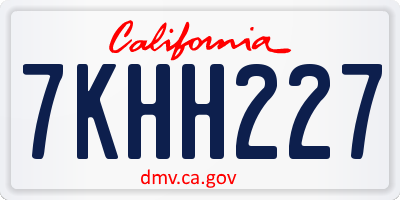 CA license plate 7KHH227