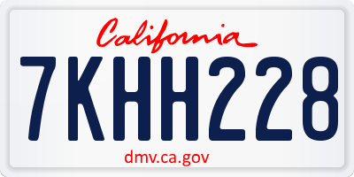 CA license plate 7KHH228