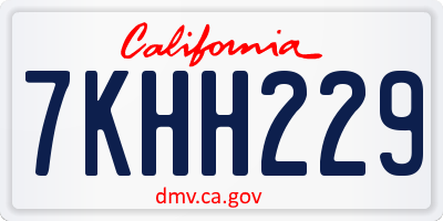 CA license plate 7KHH229
