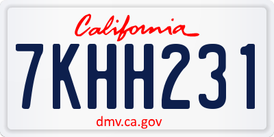 CA license plate 7KHH231