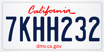 CA license plate 7KHH232