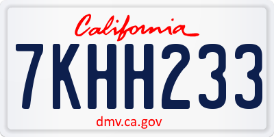 CA license plate 7KHH233