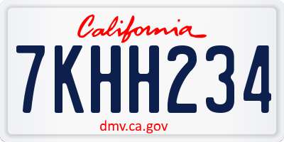 CA license plate 7KHH234