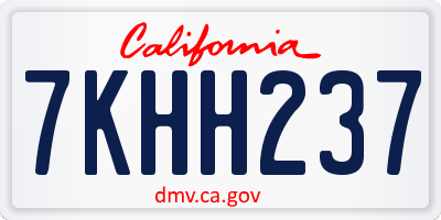 CA license plate 7KHH237