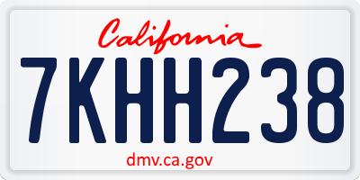 CA license plate 7KHH238