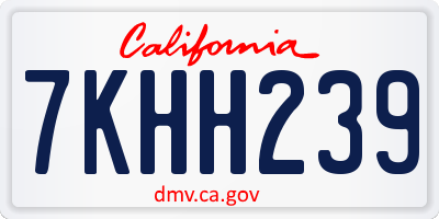 CA license plate 7KHH239