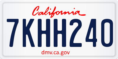CA license plate 7KHH240