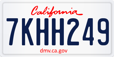 CA license plate 7KHH249