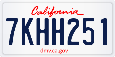 CA license plate 7KHH251