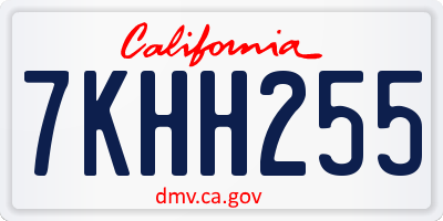 CA license plate 7KHH255