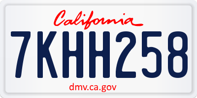 CA license plate 7KHH258