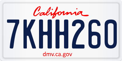 CA license plate 7KHH260