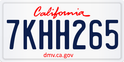 CA license plate 7KHH265