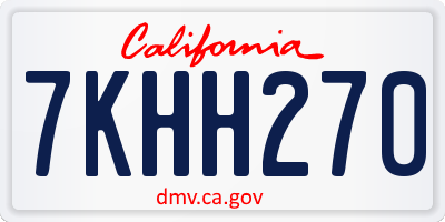 CA license plate 7KHH270