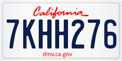 CA license plate 7KHH276