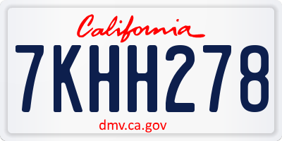 CA license plate 7KHH278