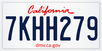 CA license plate 7KHH279