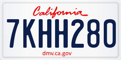 CA license plate 7KHH280