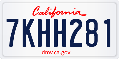 CA license plate 7KHH281