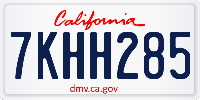 CA license plate 7KHH285