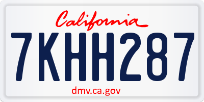 CA license plate 7KHH287