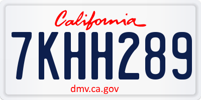 CA license plate 7KHH289