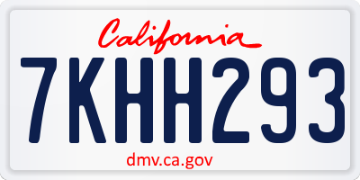 CA license plate 7KHH293