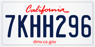 CA license plate 7KHH296