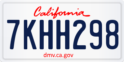 CA license plate 7KHH298