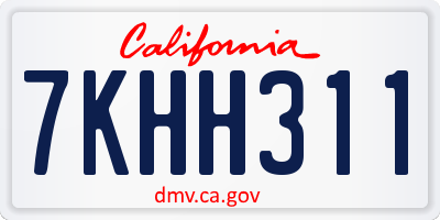 CA license plate 7KHH311